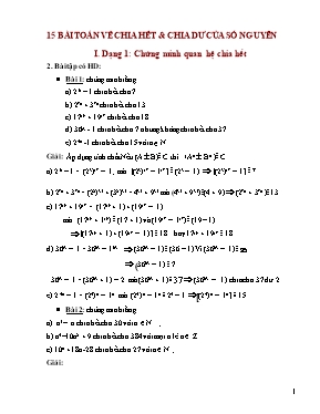 15 bài toán về chia hết & chia dư của số nguyên